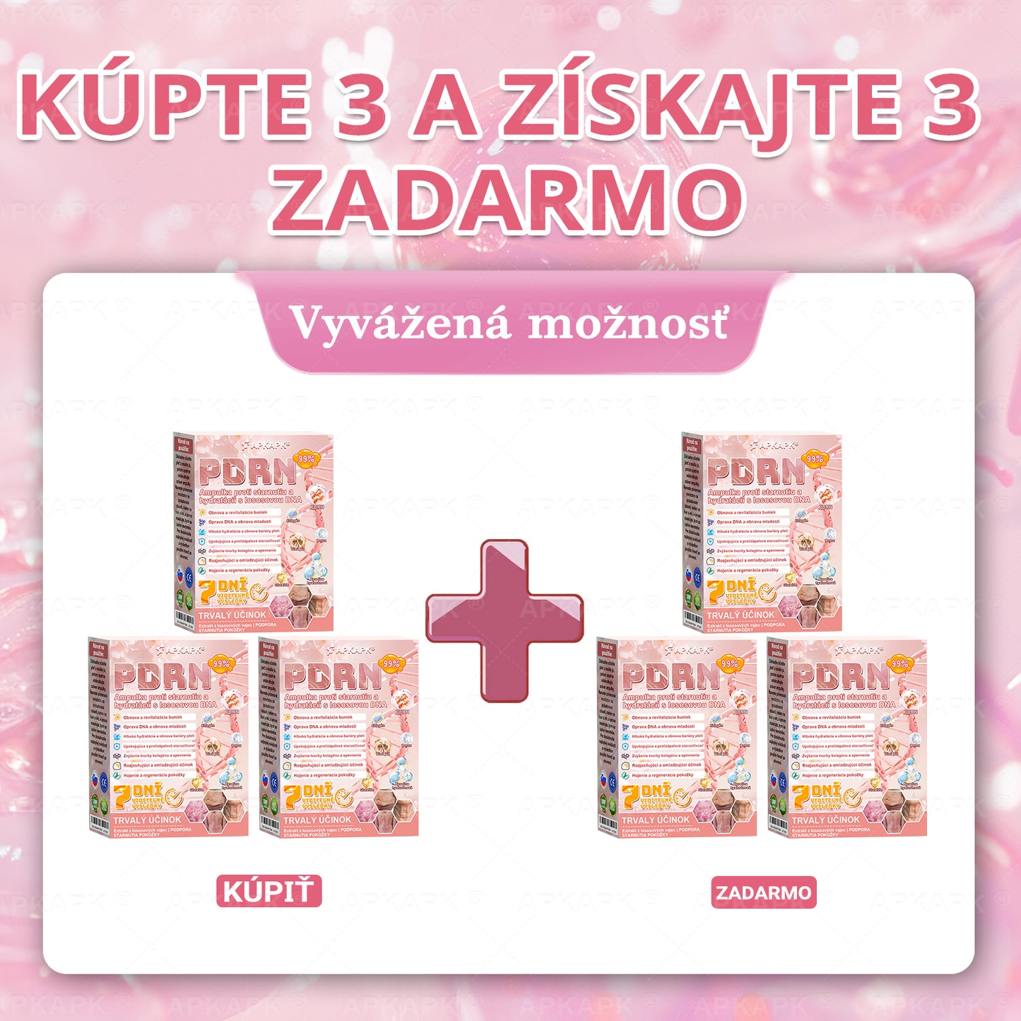 👨⚕️ Vyrobené a zaslané zo Slovenska ✨ APKAPK® 99% PDRN lososový DNA anti-aging ampulový roztok s 99% PDRN + včelí jed · 7x hlboká hydratácia | Rieši vrásky, suchosť, začervenanie, tmavé škvrny, purpuru a zápal — Viditeľné výsledky za 7 dní