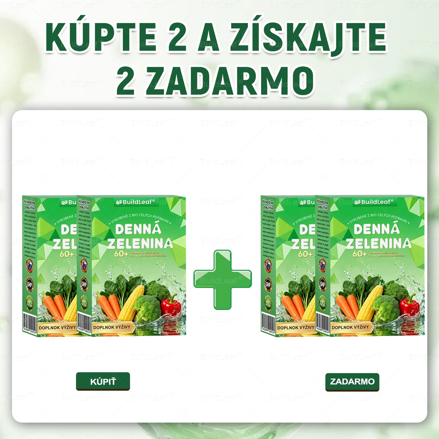 BuildLeaf® 60+ Ne-GMO rastlinné perorálne riešenie, vyrobené z organických celých potravín a superzeleniny pre celkovú pohodu.