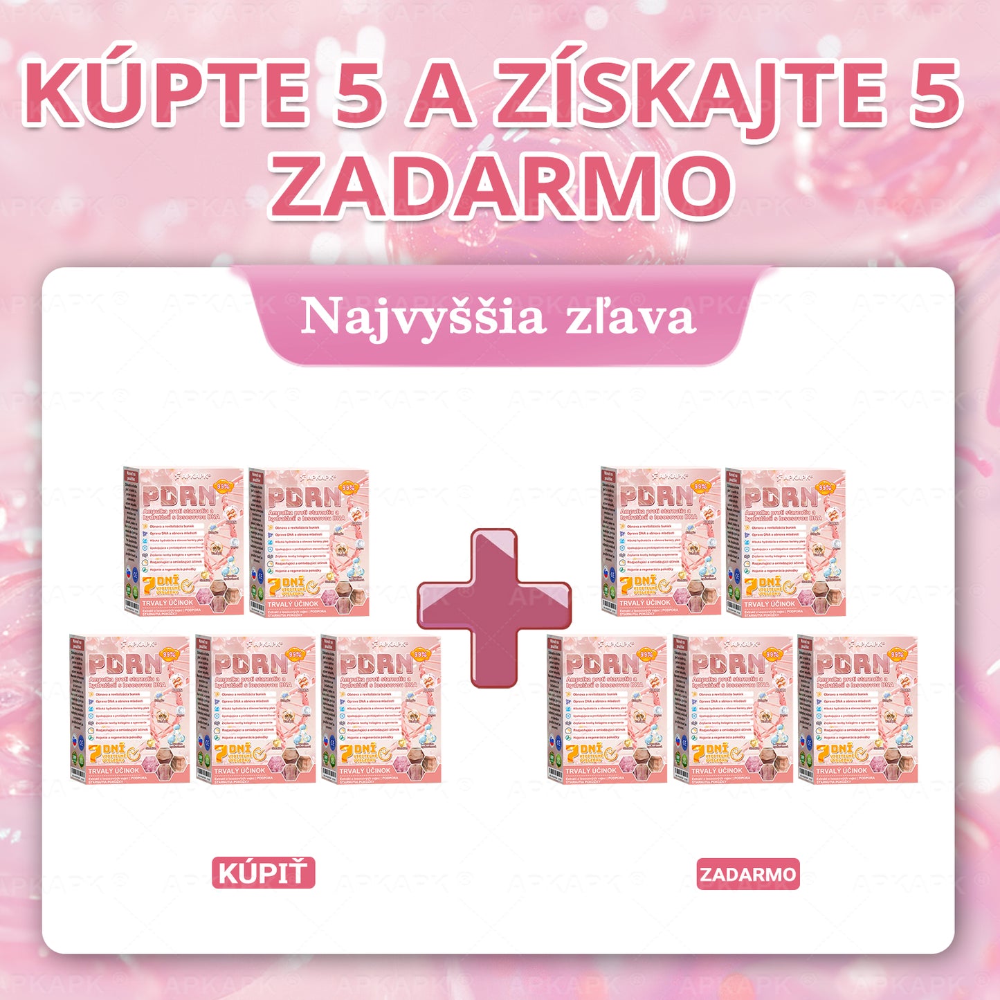 👨⚕️ Vyrobené a zaslané zo Slovenska ✨ APKAPK® 99% PDRN lososový DNA anti-aging ampulový roztok s 99% PDRN + včelí jed · 7x hlboká hydratácia | Rieši vrásky, suchosť, začervenanie, tmavé škvrny, purpuru a zápal — Viditeľné výsledky za 7 dní