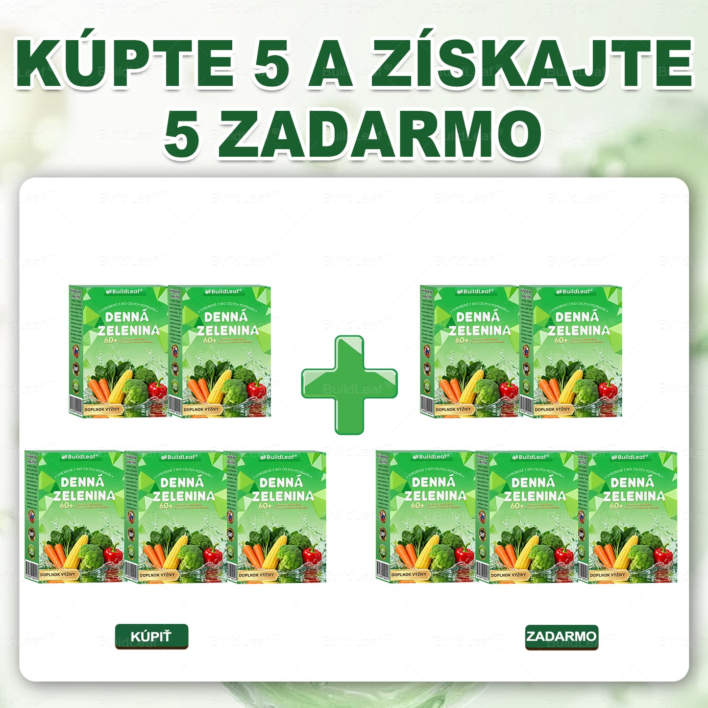 BuildLeaf® 60+ Ne-GMO rastlinné perorálne riešenie, vyrobené z organických celých potravín a superzeleniny pre celkovú pohodu.