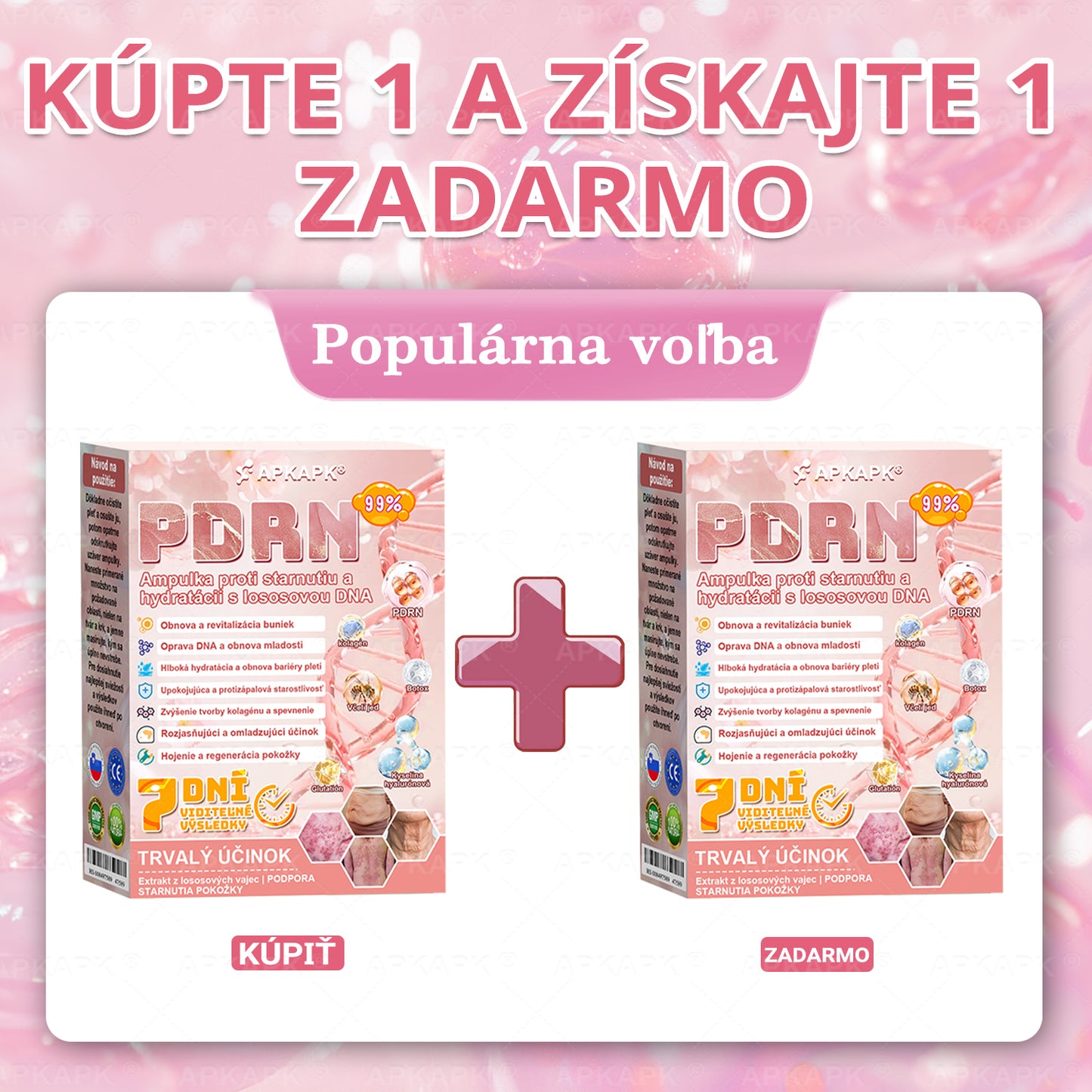 👨⚕️ Vyrobené a zaslané zo Slovenska ✨ APKAPK® 99% PDRN lososový DNA anti-aging ampulový roztok s 99% PDRN + včelí jed · 7x hlboká hydratácia | Rieši vrásky, suchosť, začervenanie, tmavé škvrny, purpuru a zápal — Viditeľné výsledky za 7 dní