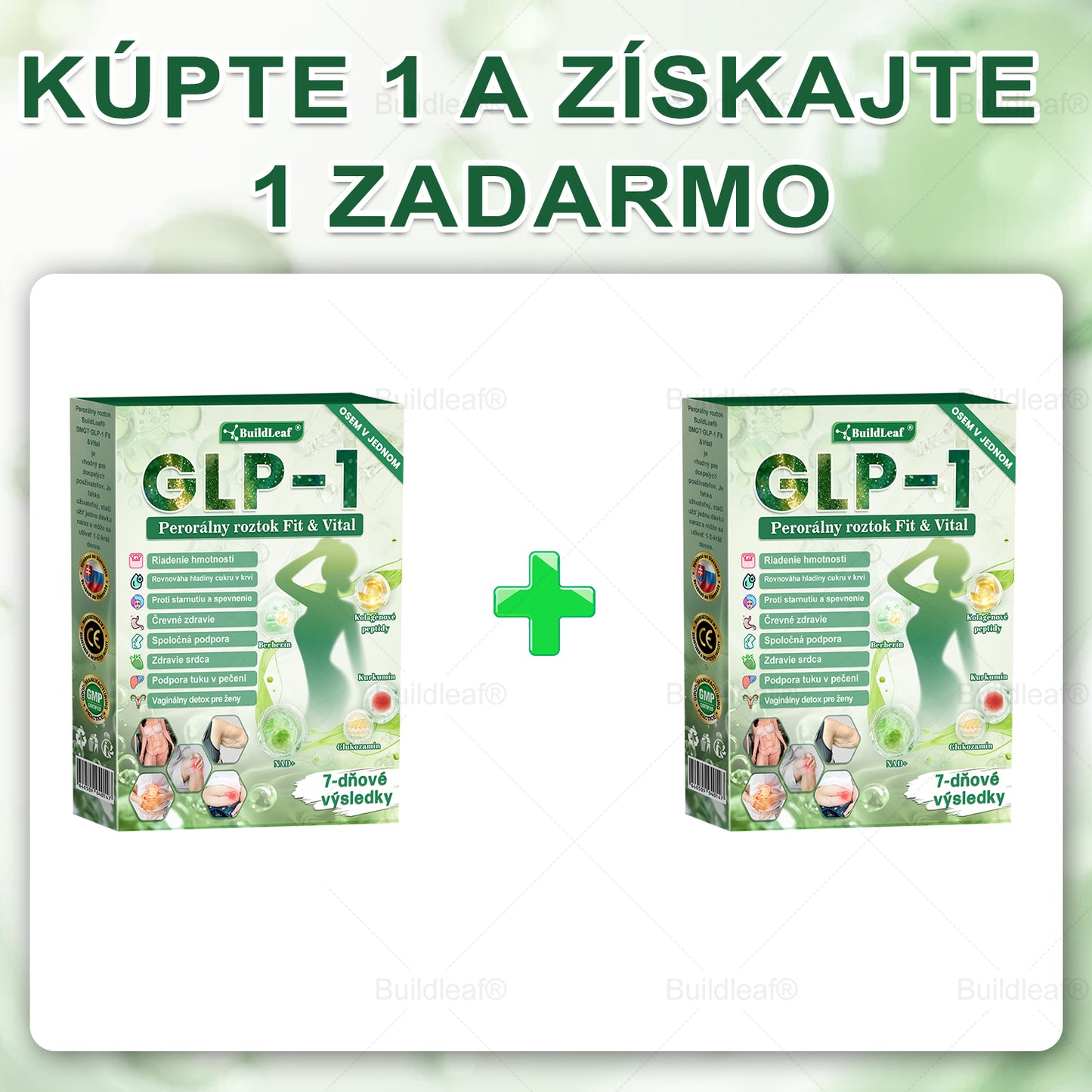 BuildLeaf® GLP-1 6-v-1 Health Solution Perorálna tekutina (Len raz denne, viditeľné zmeny už za 7 dní) Pre obezitu, kardiovaskulárne ochorenia, cukrovku, spánkové apnoe, zdravie čriev, problémy s kĺbmi a ďalšie