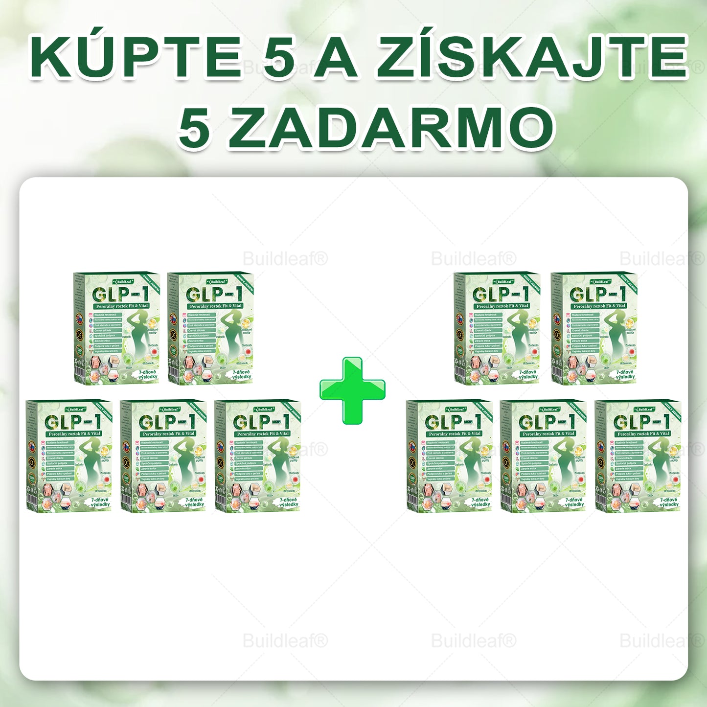 BuildLeaf® GLP-1 6-v-1 Health Solution Perorálna tekutina (Len raz denne, viditeľné zmeny už za 7 dní) Pre obezitu, kardiovaskulárne ochorenia, cukrovku, spánkové apnoe, zdravie čriev, problémy s kĺbmi a ďalšie