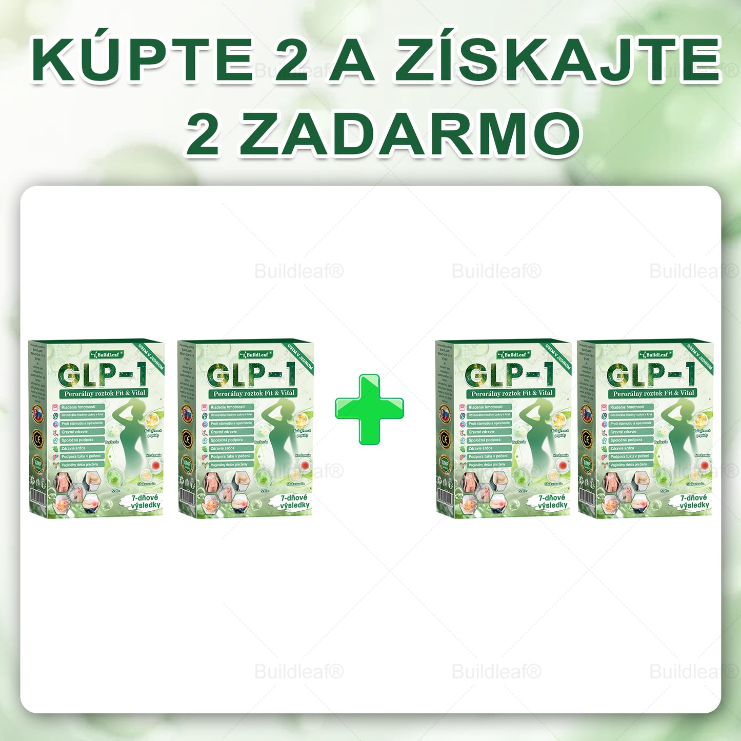BuildLeaf® GLP-1 6-v-1 Health Solution Perorálna tekutina (Len raz denne, viditeľné zmeny už za 7 dní) Pre obezitu, kardiovaskulárne ochorenia, cukrovku, spánkové apnoe, zdravie čriev, problémy s kĺbmi a ďalšie