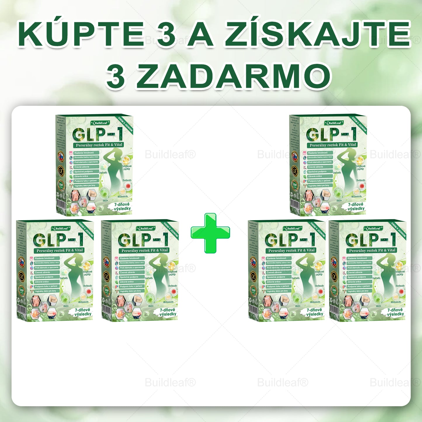 BuildLeaf® GLP-1 6-v-1 Health Solution Perorálna tekutina (Len raz denne, viditeľné zmeny už za 7 dní) Pre obezitu, kardiovaskulárne ochorenia, cukrovku, spánkové apnoe, zdravie čriev, problémy s kĺbmi a ďalšie